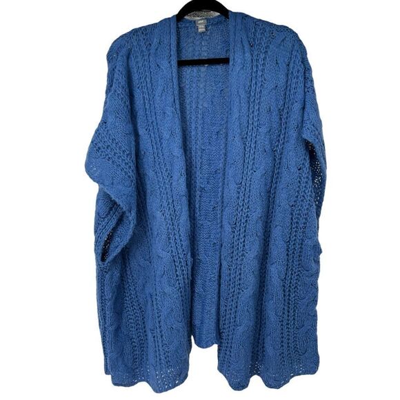 Aerie Blue Soft Loose Knit Open Cardigan - Picture 1 of 9